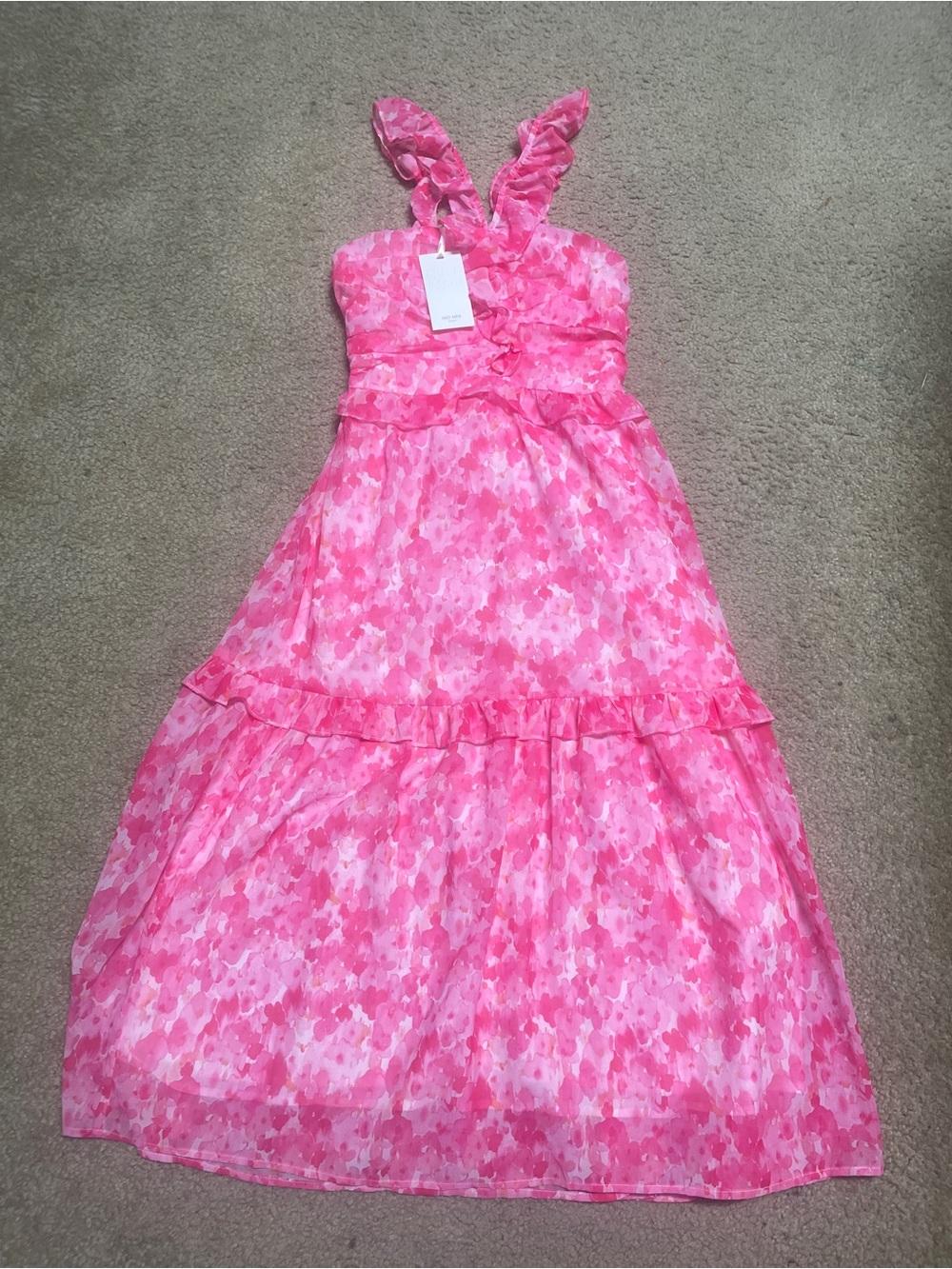 Pink Floral Ruffled Sundress
